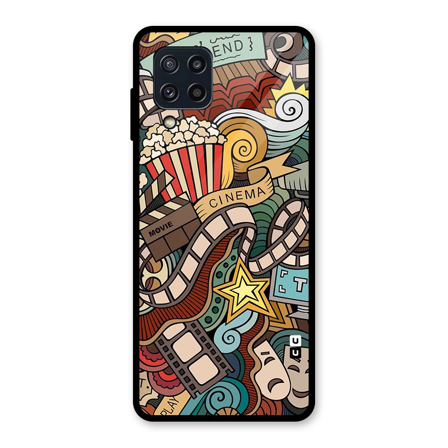 Retro Doodle Art Glass Back Case for Galaxy M32