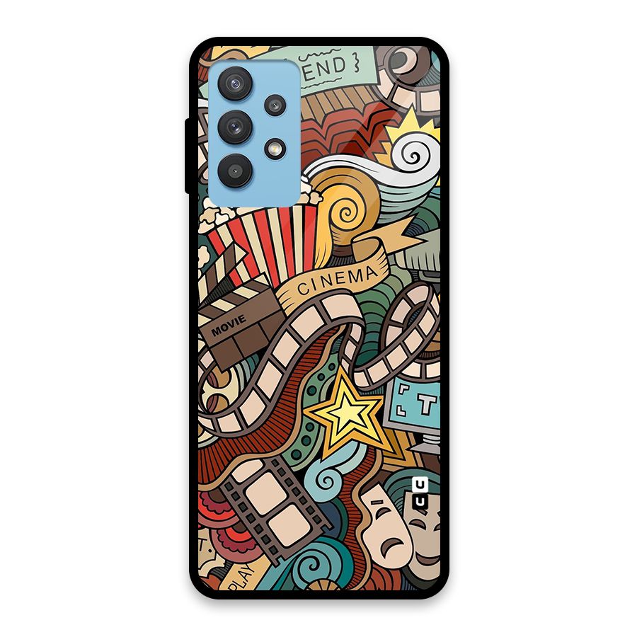 Retro Doodle Art Glass Back Case for Galaxy M32 5G