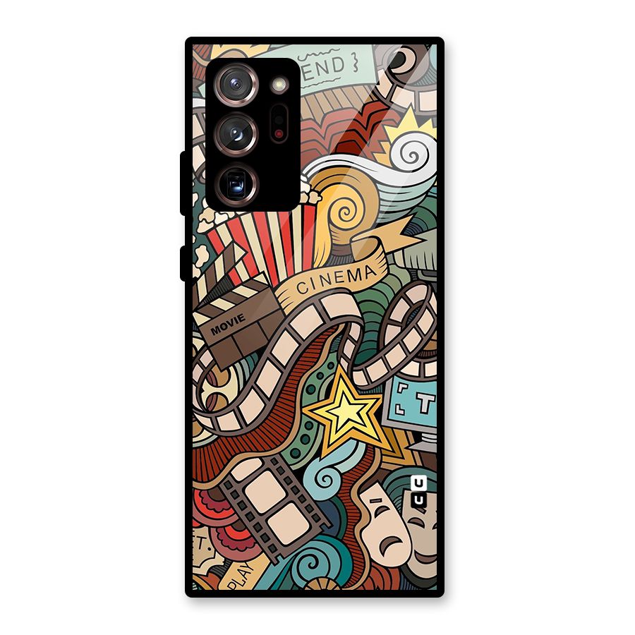 Retro Doodle Art Glass Back Case for Galaxy Note 20 Ultra