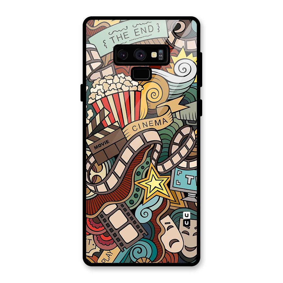Retro Doodle Art Glass Back Case for Galaxy Note 9