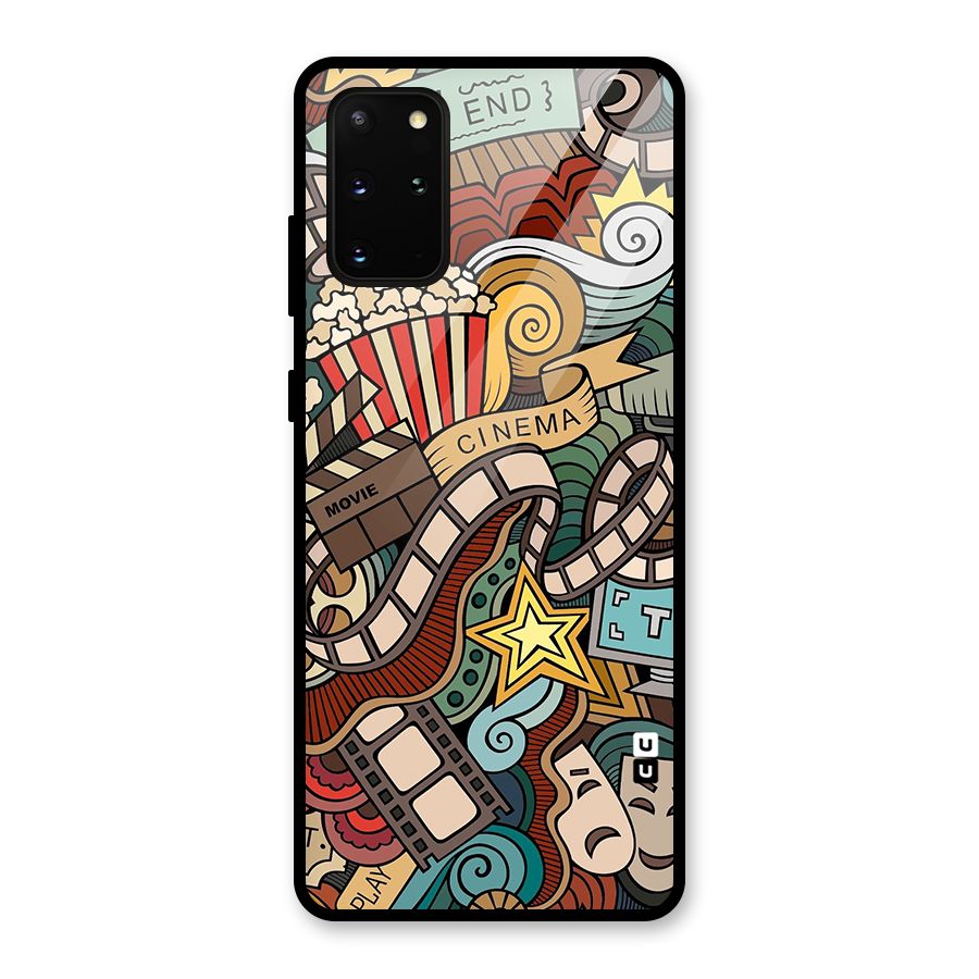 Retro Doodle Art Glass Back Case for Galaxy S20 Plus