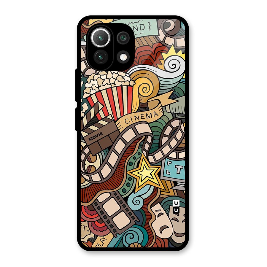 Retro Doodle Art Glass Back Case for Mi 11 Lite NE 5G