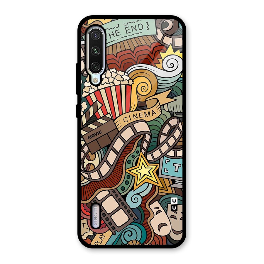 Retro Doodle Art Glass Back Case for Mi A3