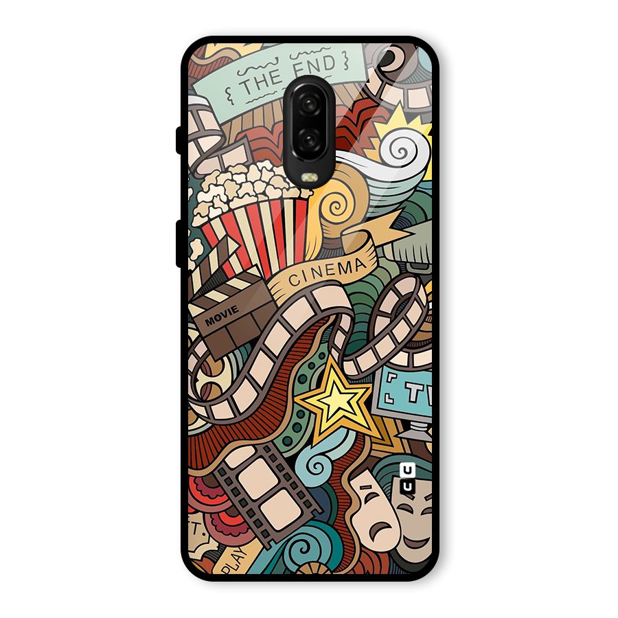 Retro Doodle Art Glass Back Case for OnePlus 6T