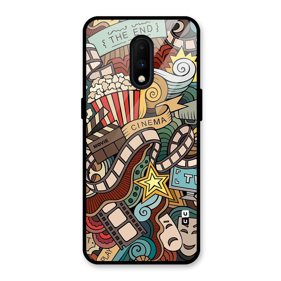 Retro Doodle Art Glass Back Case for OnePlus 7