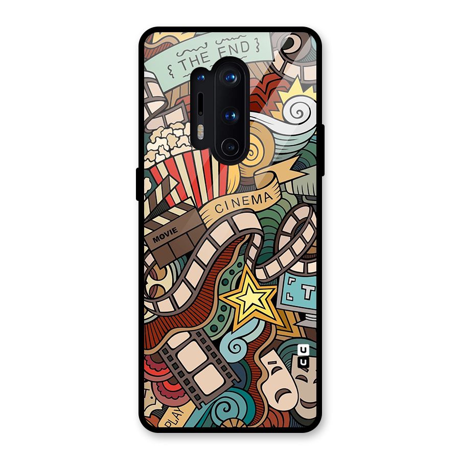 Retro Doodle Art Glass Back Case for OnePlus 8 Pro