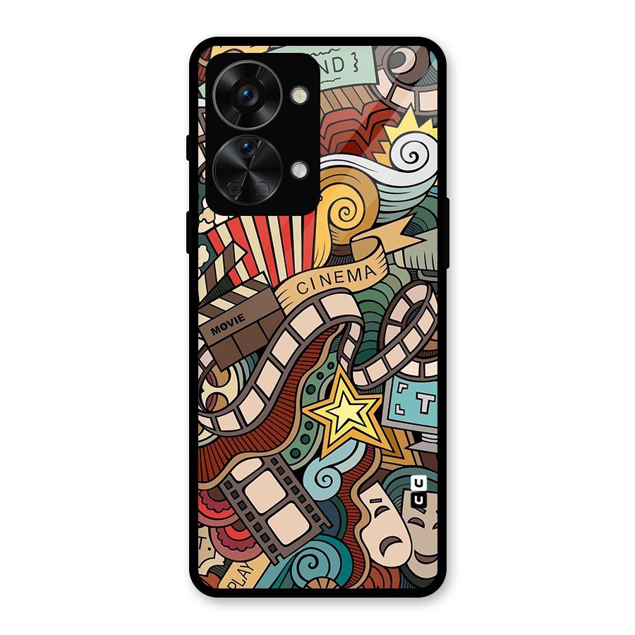 Retro Doodle Art Glass Back Case for OnePlus Nord 2T