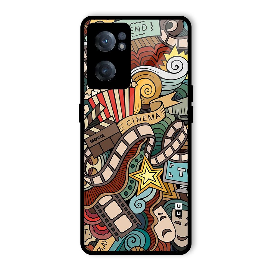 Retro Doodle Art Glass Back Case for OnePlus Nord CE 2 5G
