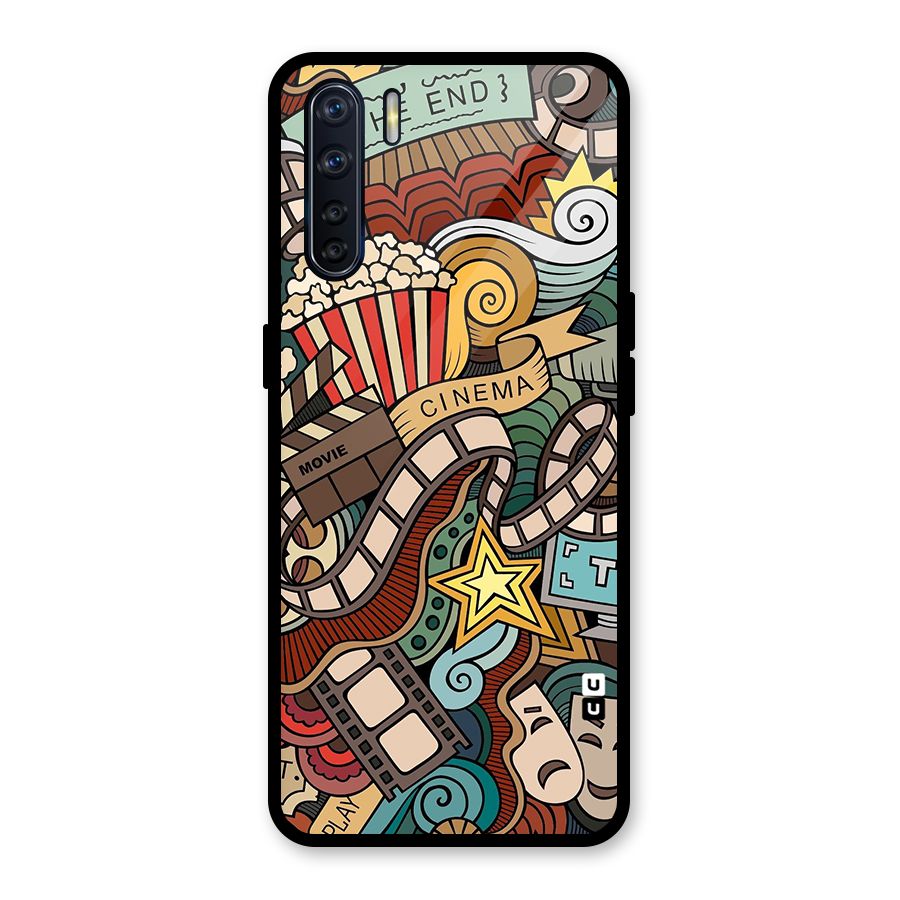 Retro Doodle Art Glass Back Case for Oppo F15