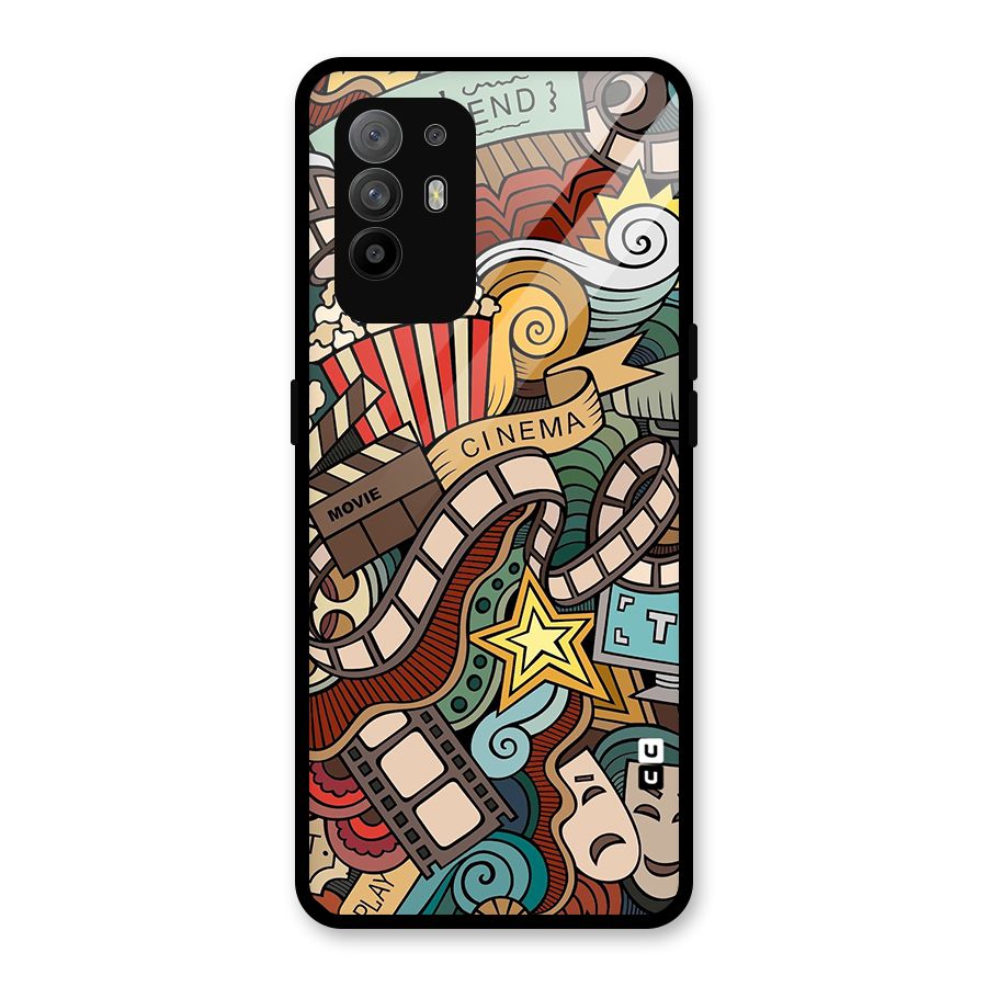 Retro Doodle Art Glass Back Case for Oppo F19 Pro Plus 5G