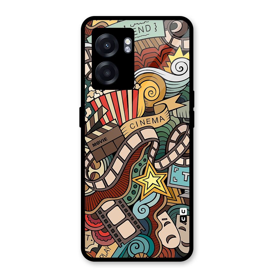 Retro Doodle Art Glass Back Case for Oppo K10 (5G)