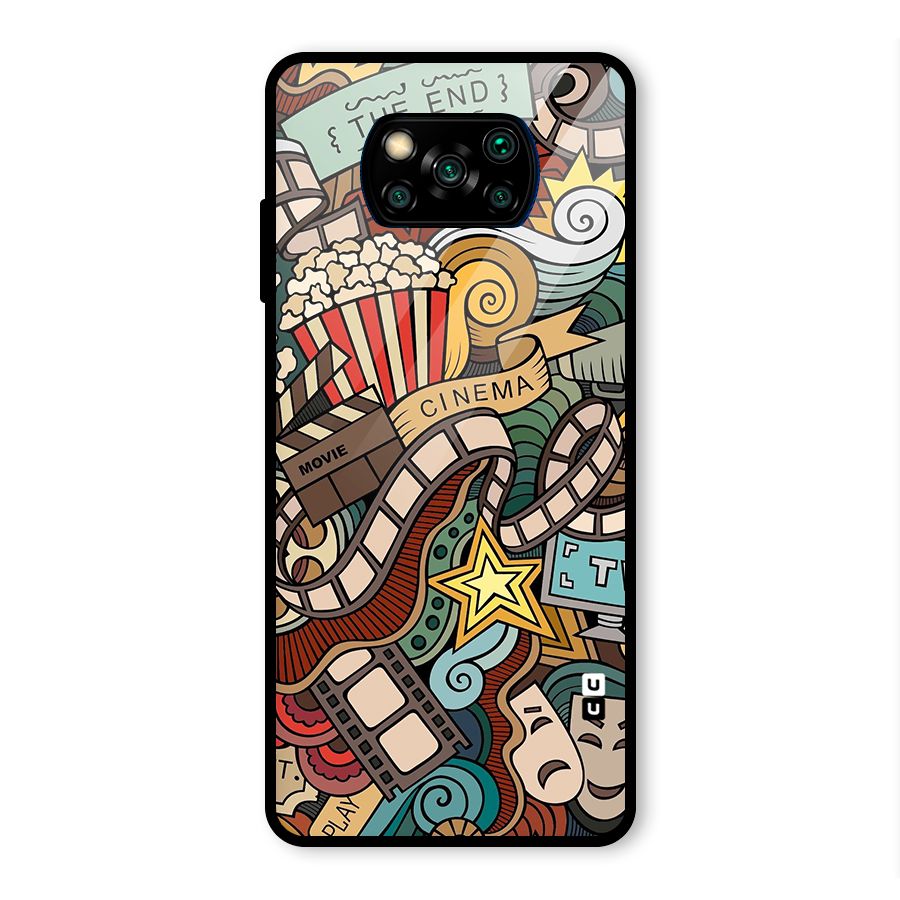 Retro Doodle Art Glass Back Case for Poco X3 Pro