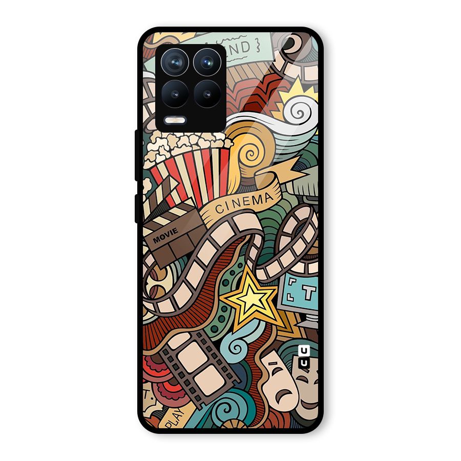 Retro Doodle Art Glass Back Case for Realme 8 Pro