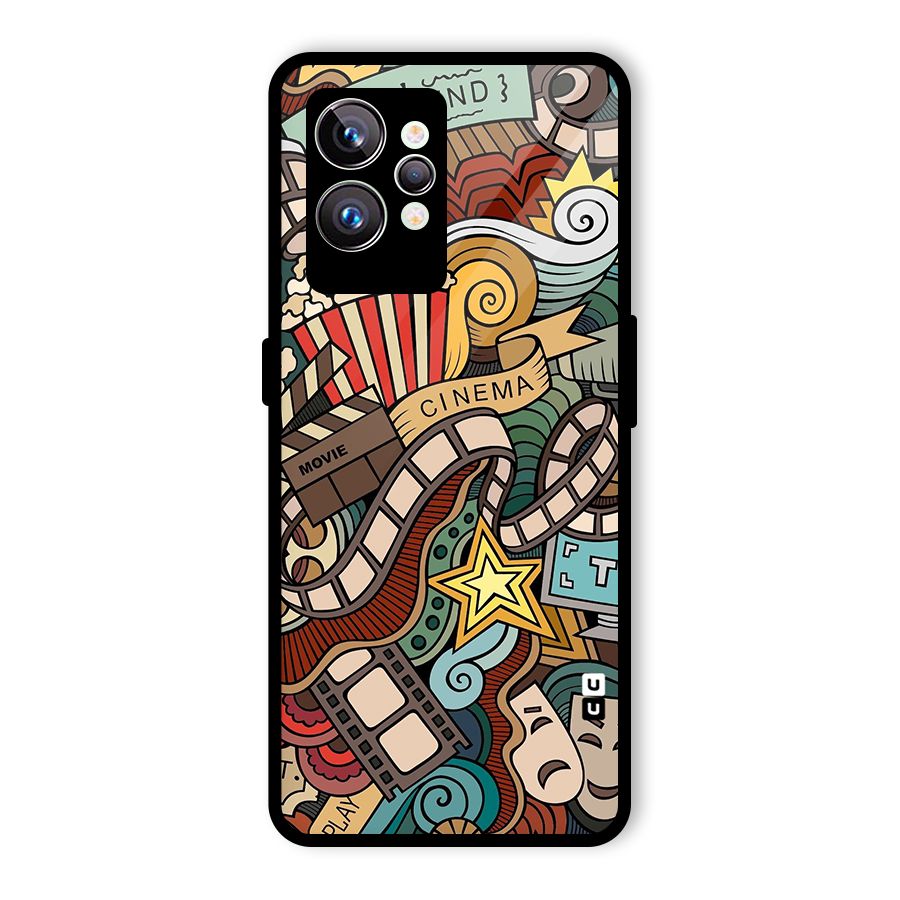 Retro Doodle Art Glass Back Case for Realme GT2 Pro