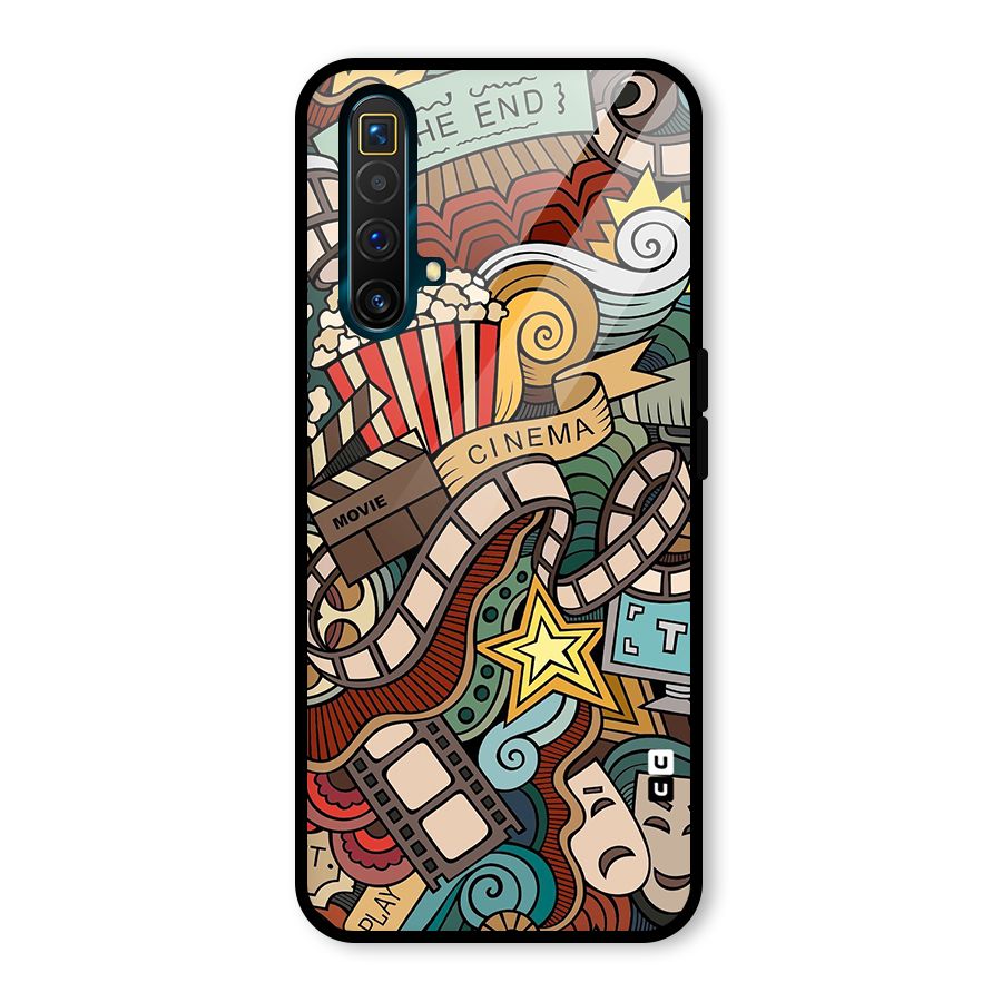 Retro Doodle Art Glass Back Case for Realme X3 SuperZoom