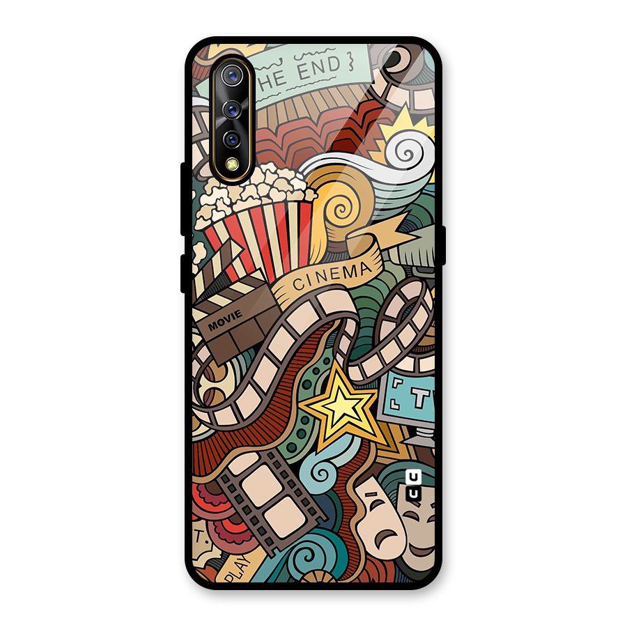 Retro Doodle Art Glass Back Case for Vivo S1