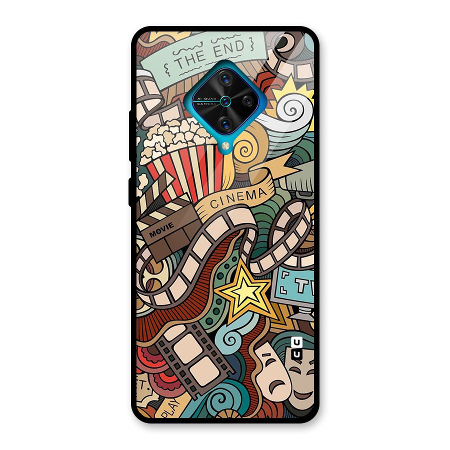 Retro Doodle Art Glass Back Case for Vivo S1 Pro