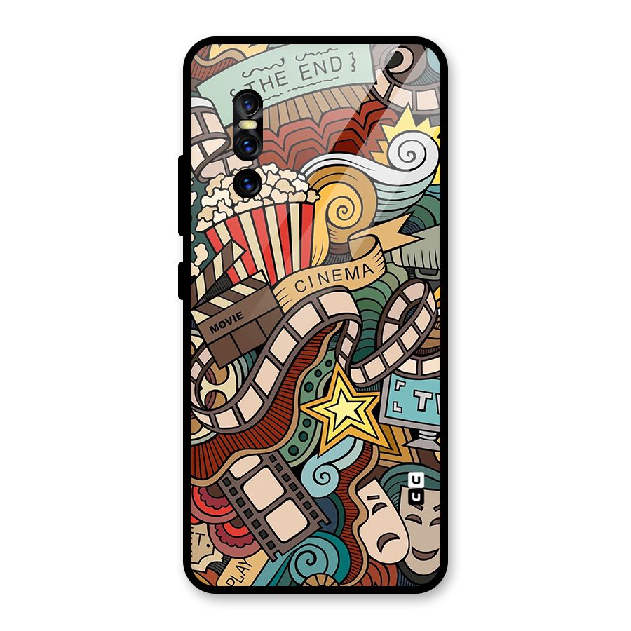 Retro Doodle Art Glass Back Case for Vivo V15 Pro