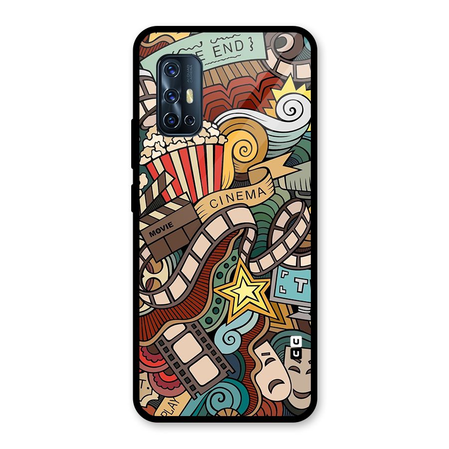 Retro Doodle Art Glass Back Case for Vivo V17