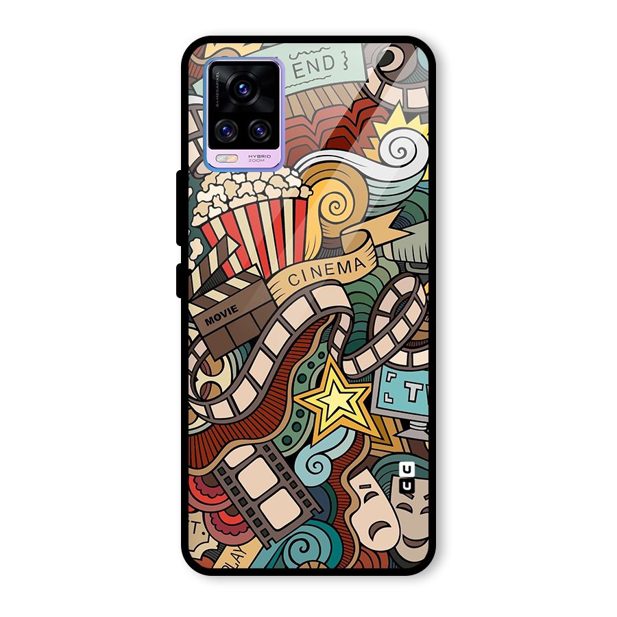 Retro Doodle Art Glass Back Case for Vivo V20 Pro