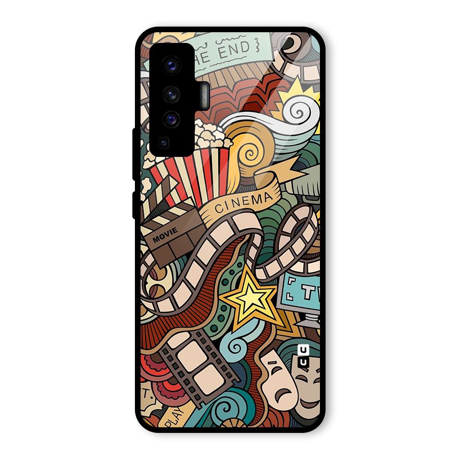 Retro Doodle Art Glass Back Case for Vivo X50