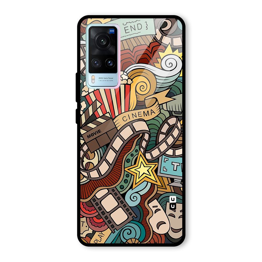 Retro Doodle Art Glass Back Case for Vivo X60