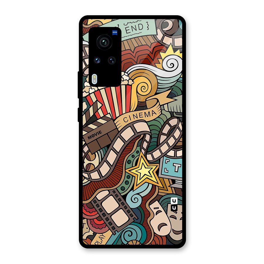 Retro Doodle Art Glass Back Case for Vivo X60 Pro