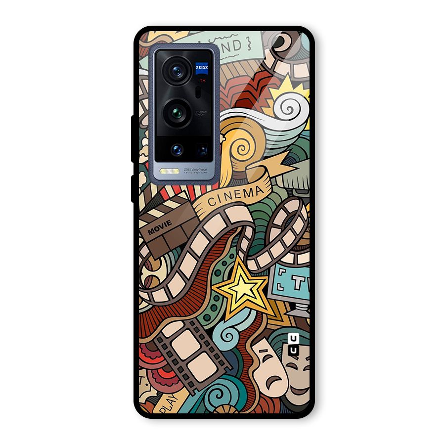 Retro Doodle Art Glass Back Case for Vivo X60 Pro Plus