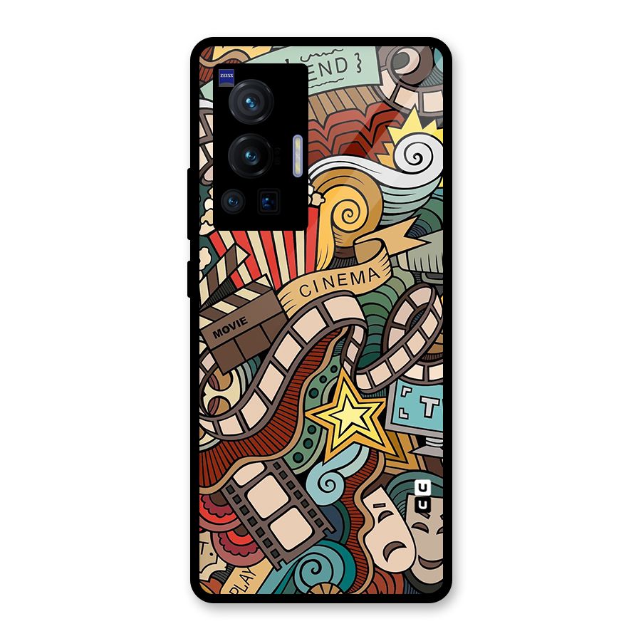 Retro Doodle Art Glass Back Case for Vivo X70 Pro