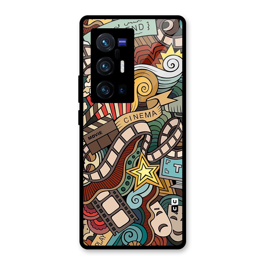 Retro Doodle Art Glass Back Case for Vivo X70 Pro Plus