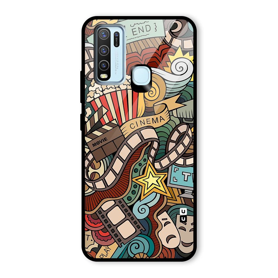 Retro Doodle Art Glass Back Case for Vivo Y50