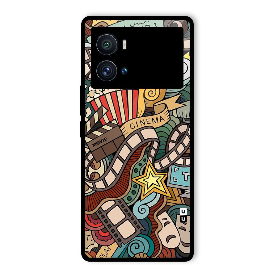 Retro Doodle Art Glass Back Case for Vivo iQOO 9 Pro