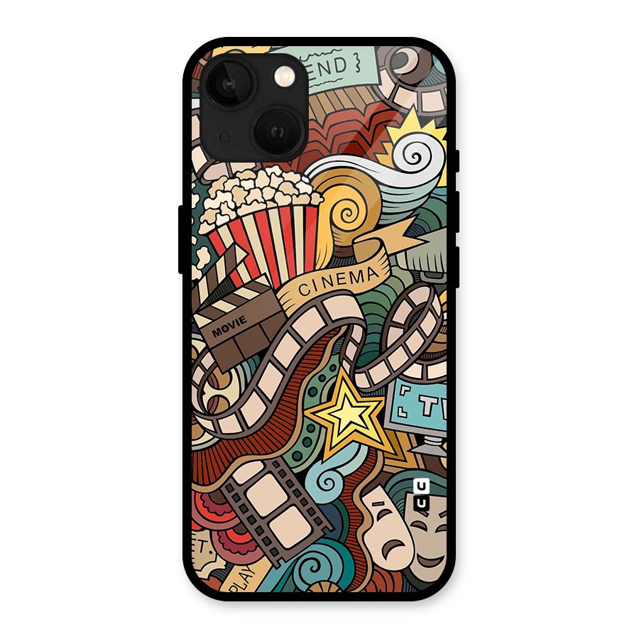 Retro Doodle Art Glass Back Case for iPhone 13