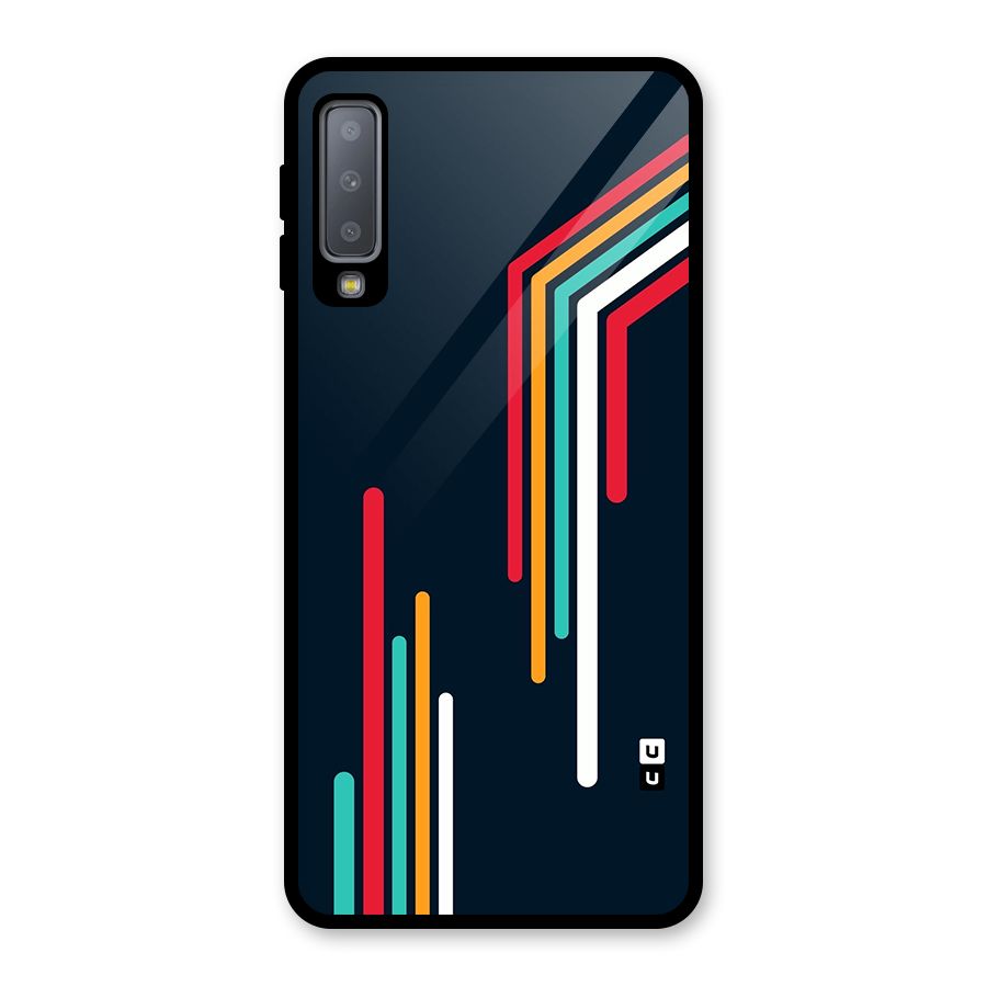 Retro Lines Minimal Stripes Glass Back Case for Galaxy A7 (2018)