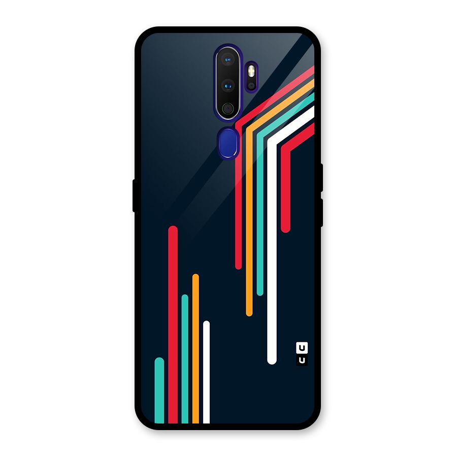 Retro Lines Minimal Stripes Glass Back Case for Oppo A9 (2020)