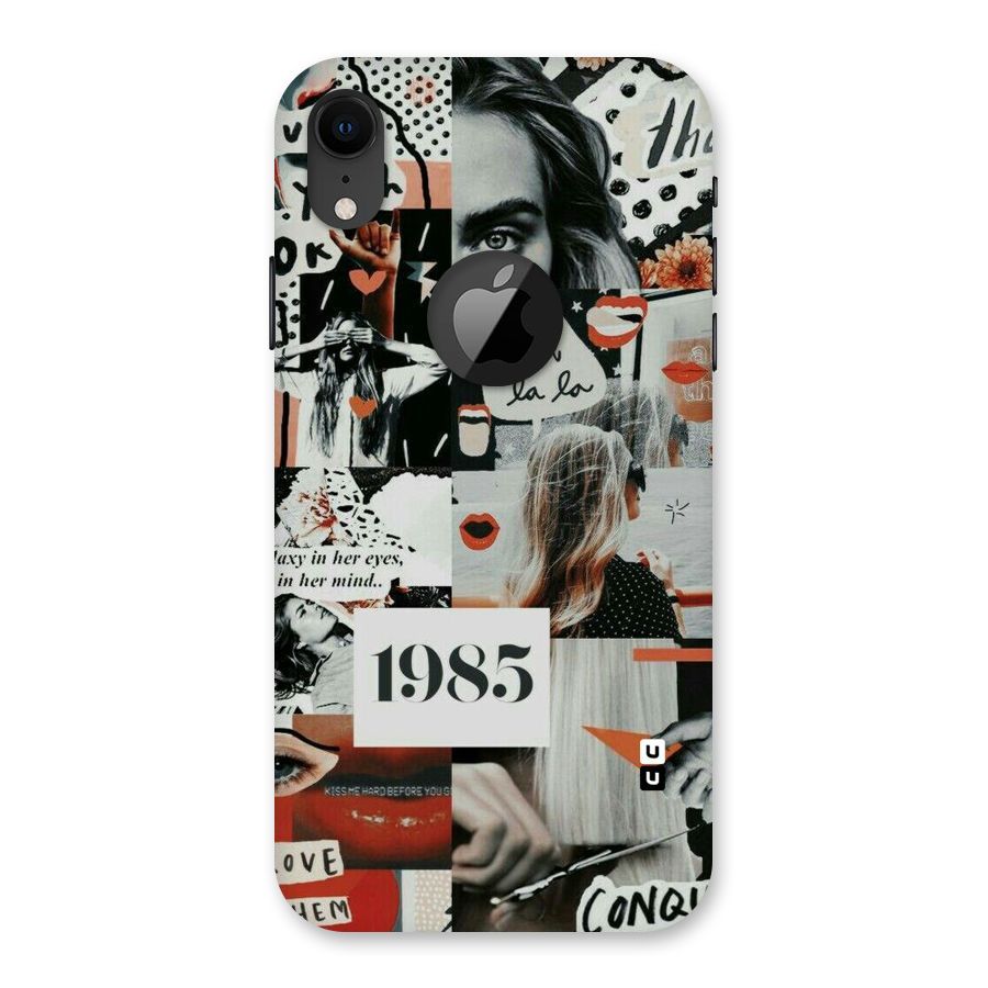 Retro Pattern Back Case for iPhone XR Logo Cut