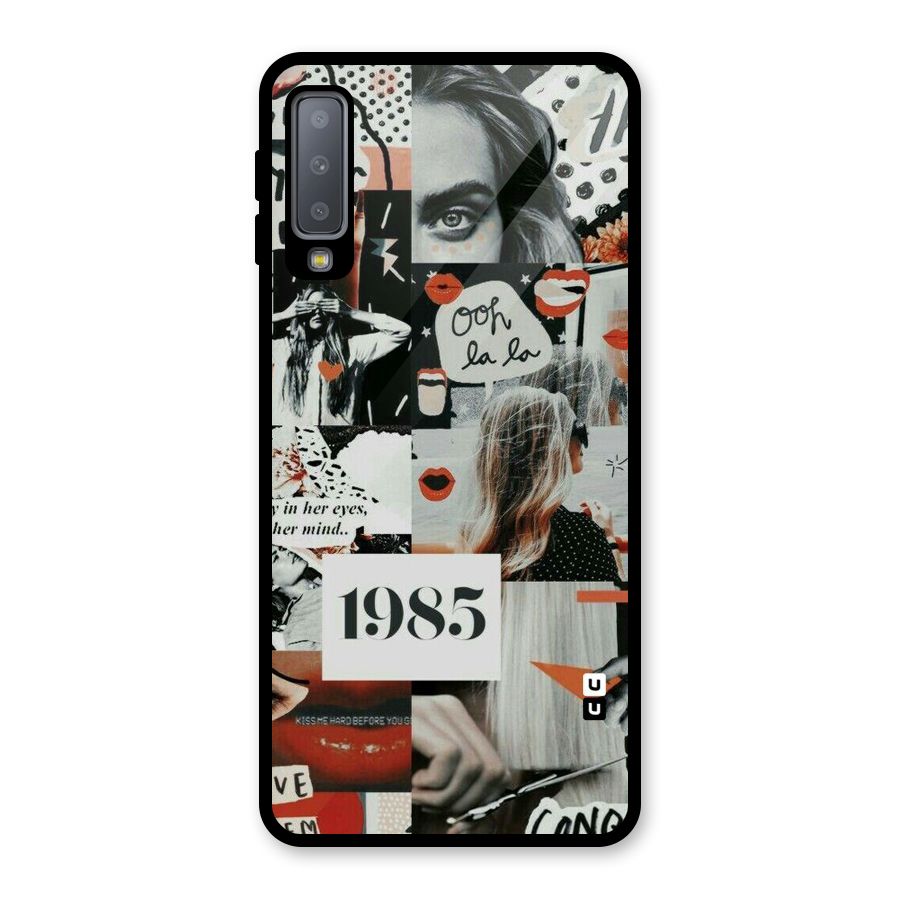 Retro Pattern Glass Back Case for Galaxy A7 (2018)