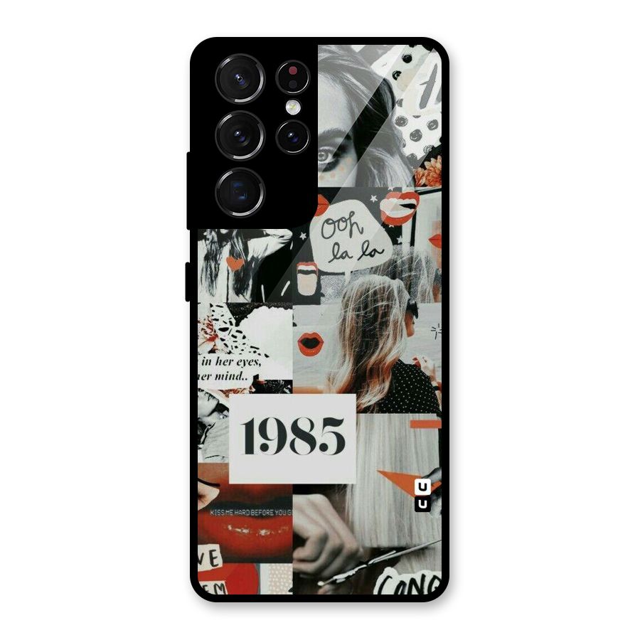 Retro Pattern Glass Back Case for Galaxy S21 Ultra 5G