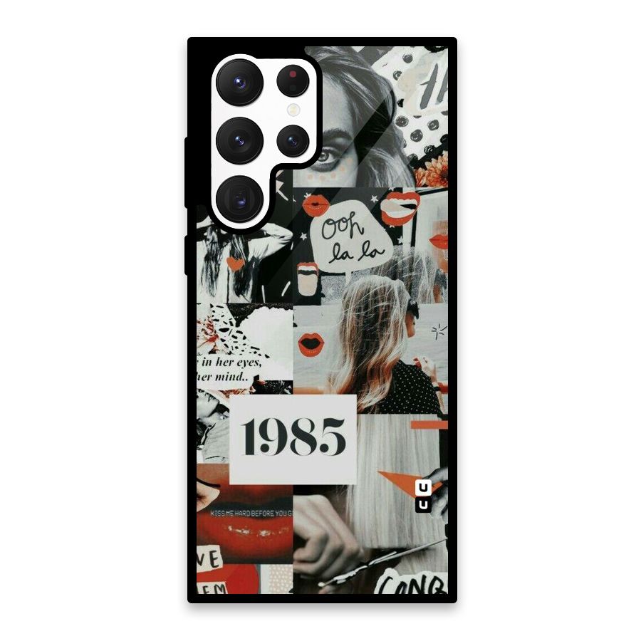 Retro Pattern Glass Back Case for Galaxy S22 Ultra 5G