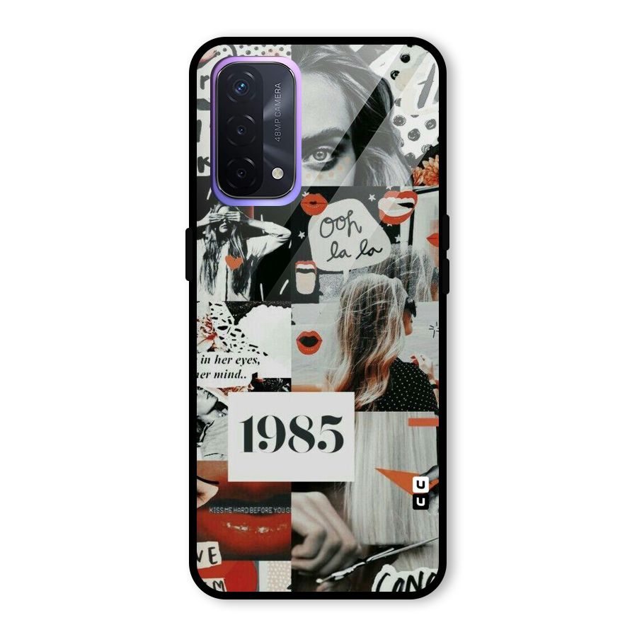 Retro Pattern Glass Back Case for Oppo A74 5G