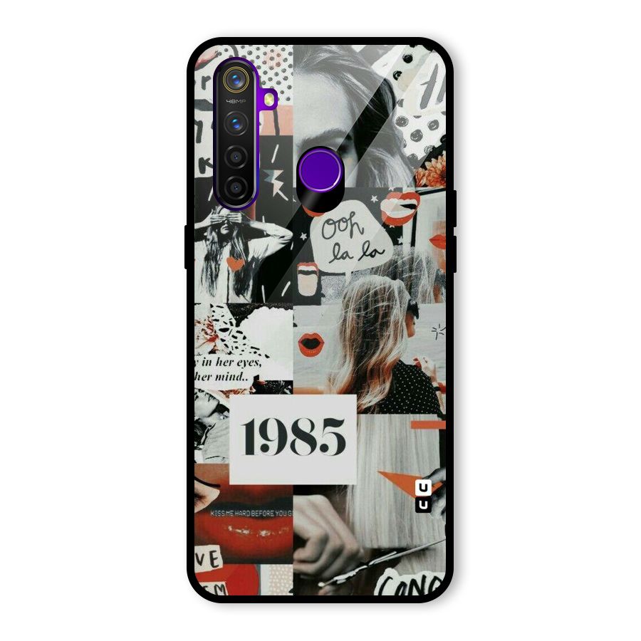 Retro Pattern Glass Back Case for Realme 5 Pro