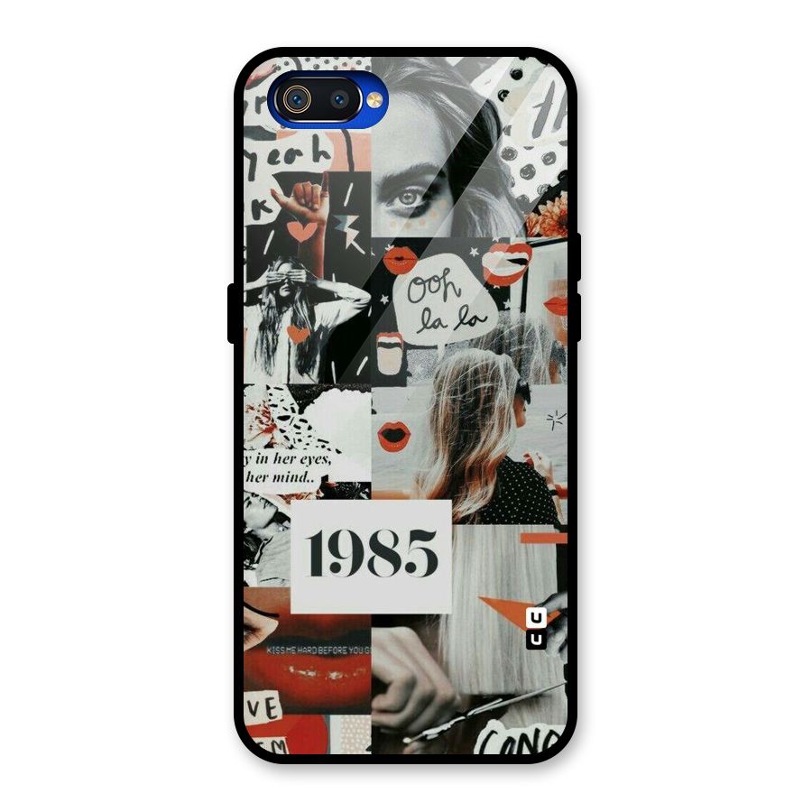 Retro Pattern Glass Back Case for Realme C2