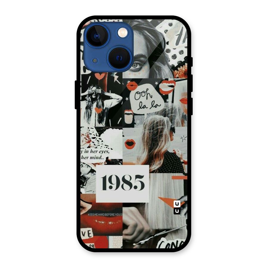 Retro Pattern Glass Back Case for iPhone 13 Mini