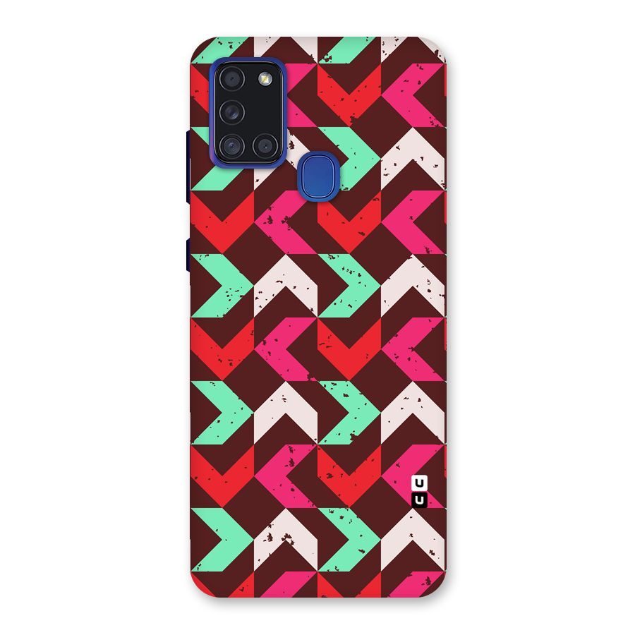 Retro Red Pink Pattern Back Case for Galaxy A21s