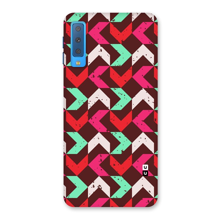 Retro Red Pink Pattern Back Case for Galaxy A7 (2018)