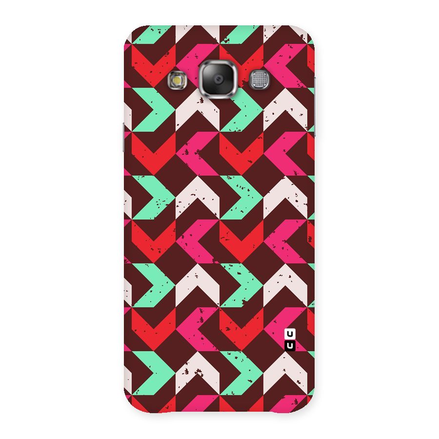 Retro Red Pink Pattern Back Case for Galaxy E7