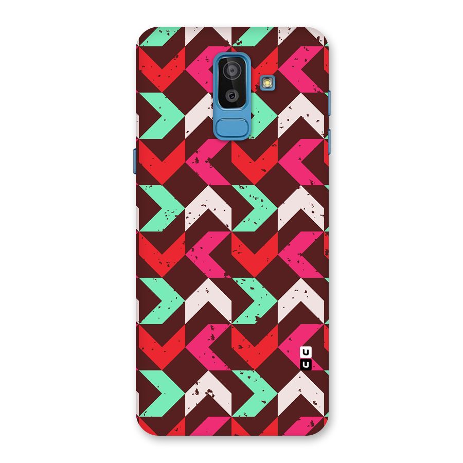 Retro Red Pink Pattern Back Case for Galaxy J8