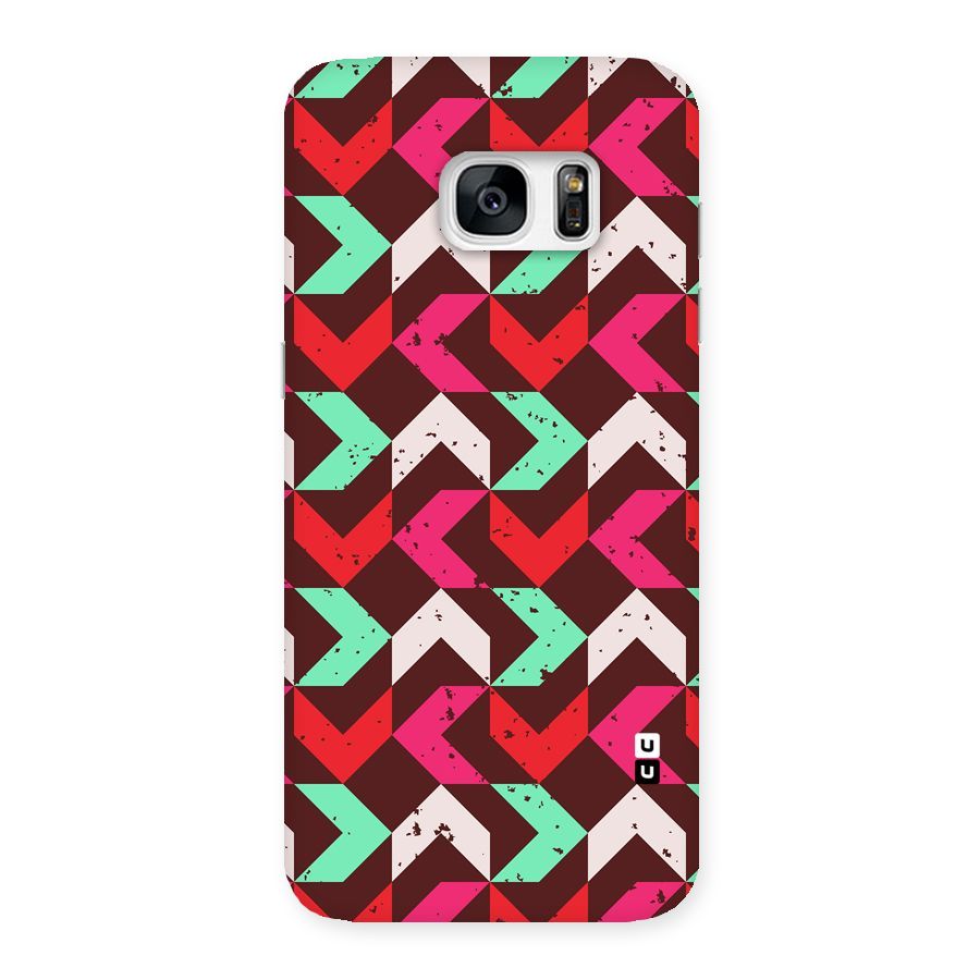 Retro Red Pink Pattern Back Case for Galaxy S7 Edge