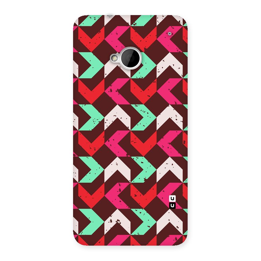 Retro Red Pink Pattern Back Case for HTC One M7