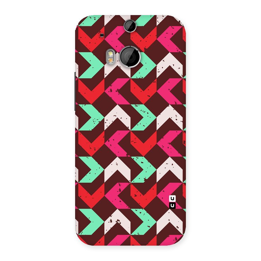 Retro Red Pink Pattern Back Case for HTC One M8